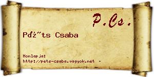 Péts Csaba névjegykártya