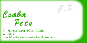 csaba pets business card